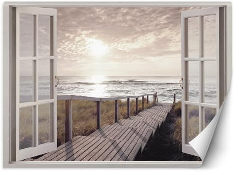 KunstLoft 'Seashore Dawn' Tapete Mediterran Moderne Fototapete für Wohnzimmer, Büro, Schlafzimmer 140x100 cm
