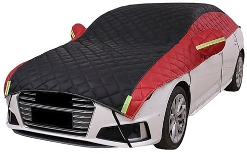 Halbgarage für Ford S-Max 2006-2023/Edge 2006-2023/Kuga 2008-2023/C-Max 2014-2019|Hagelfestes, halbüberdachtes Dach aus Dicker Baumwolle für Allwetterschutz(Black and red,S-Max 2006-2023)