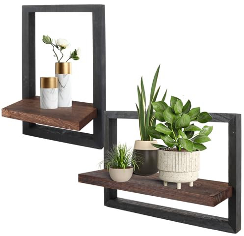 ASelected Set mit 2 Regal Wand Wand Deko Wandregal Paulownia-Holz Regale für Wände Quadratische Bücherregal Wand für Bad Wohnzimmer Küche Café Hotel Schlafzimmer und mehr