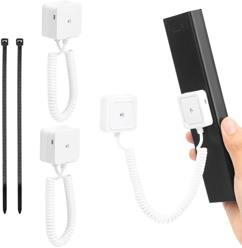 WALLFID 2er-Pack Magnetische Fernbedienungshalter mit Federseilen - Sicherer Halt für Fernbedienungen und kleine Gegenstände, Wandmontage mit Kleber, Anti-Verlust (Weiß, 2er-Pack)
