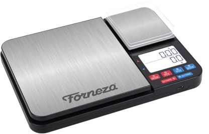 Forneza Digitale Lebensmittel-Waage mit Zwei Plattformen I Küchen Feinwaage mit 7 Einheiten, Tara, PCS, Auto-Off, für Küche, Schmuck, Backen, Kochen