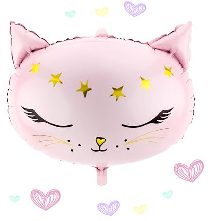 Großer Folienballon Katze – Kindergeburtstag Deko Luftballon – Katzenform Partyballon Mädchenparty, Geburtstag, Gartenparty – wiederverwendbar und nachhaltig – für Luft & Helium geeignet