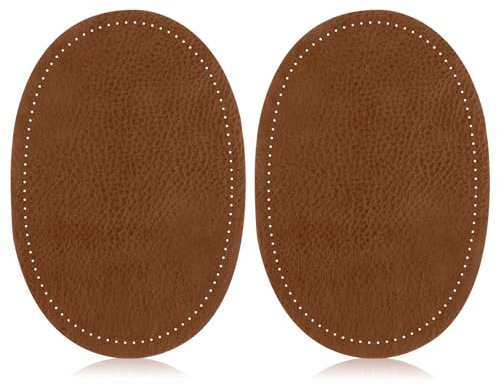 2Pcs Elbow Patches Sew-On Fabric Iron-on Patches Pu Leather Elbow Sweater Jackets Trousers Patches Oval Elbow Knee Patches Restoration Accessories Craft Supply Sewing Appliques, Brown