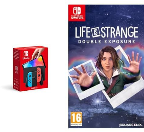 Nintendo Switch (Modèle OLED) avec Manettes Joy-Con Bleu Néon/Rouge Néon & Life is Strange: Double Exposure