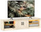 HOMCOM Mueble de TV Moderno Mueble de TV para Salón con Luces LED RGB Puertas con Cierre Lento y Estantes de Vidrio Abiertos Mueble para Televisión de 75 Pulgadas 180x35x45 cm Roble