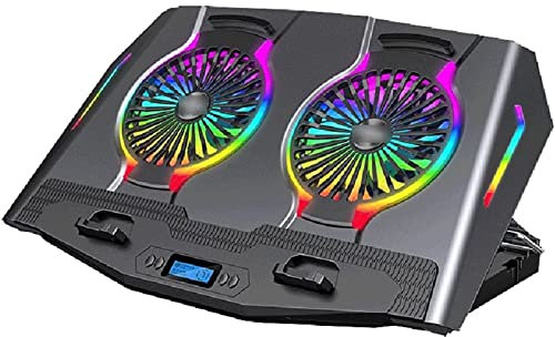 WLGDBXF Sottile Laptop Cooler Pad Display LCD ad Alta Definizione Gaming Notebook Pad di Raffreddamento Portatile Doppia Porta USB Ventola Supporta 21 Pollici Tranquillo