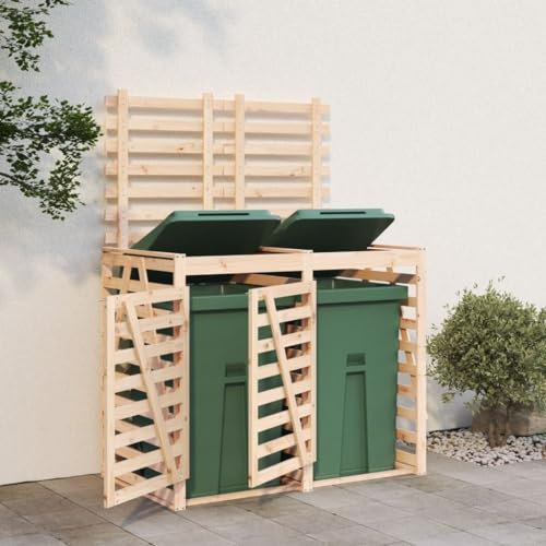 Home & Garden Meuble de rangement double en pin massif pour poubelle à roulettes