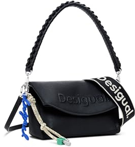 Desigual Schultertasche Umhängetasche Half Logo Trokel Shoulder Bag Black schwarz