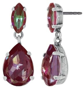 Konplott: pendelnde Ohrstecker Afternoon Tea de Luxe lila, edle zweiteilige Ohrstecker mit Tropfen- und Navettekristall in lila, für Damen/Frauen