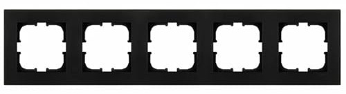 EXEN - Serie KARELL Rahmen 5-fach für Lichtschalter und Steckdose - Panel für Wandlichtschalter und Steckdosen - Schwarz Metallic - 368mm - K105/14E