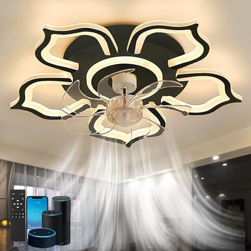 lnrosy Ceiling Fan Chandelier Compatible with Alexa Google Home Smart Fan Light Ceiling and Remote Control Dimmable,Reversible 6-Speed,Dc Motor