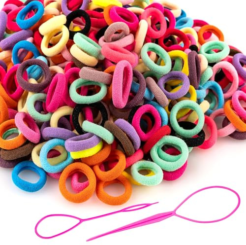 ZHEWTOEN 360 Pcs Baby Hair Ties, Small No Damage Elastic Hair Bands for Toddlers, Little Girls and Kids, Soft Ponytail Holders, Baby Hair Accessories(20 Colors)