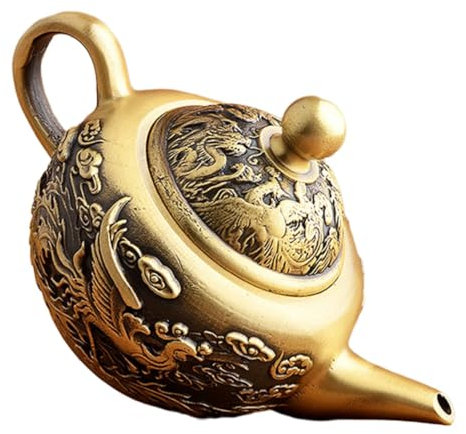 TOPPERFUN Théière Vintage Laiton Statue De Théière Laiton Figurine Décoration De Bureau