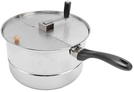 Focket Kopetop Popcornhersteller, Edelstahl Popcorn Popper mit Handkurbel, Metallpopcorn -Topf für Gas Electric Heating, Einfach zu Verwenden Popcorn -Maschine für Popcornliebhaber