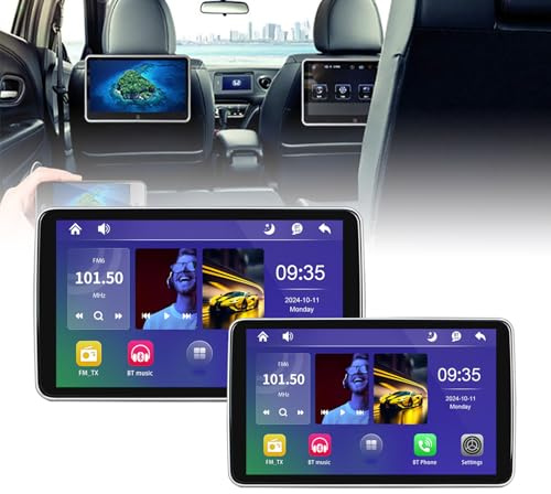 Monitor De Reposacabezas para Coche De 10,1 Pulgadas, Pantalla Táctil De 1024 X 600, USB, Compatible con Tarjeta TF/USB, Proyección De Pantalla De Teléfono Móvil,2 pcs
