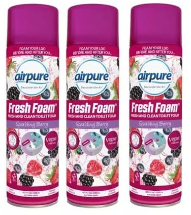 Airpure Fresh Foam Mighty Mousse Bathroom & Toilet Cleaner (3 x 500ml) (Sparkling Berry x3)