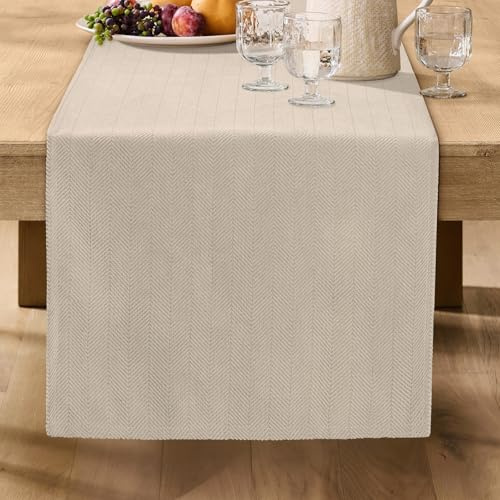 ZWJD Moderner Beige Tischläufer, Waschbar, Mit Elegantem Design, Weich und Luxuriös, Dekorativ für Wohnzimmer, Esstisch, Innendekoration,Küche, Urlaub & Party Dekor, 40x140 cm