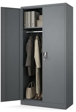 Muralo Metallschrank mit Kleiderstange 185x90x45 cm - Anthrazit