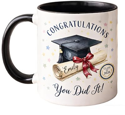 Custom Name Graduation Coffee Mug, Class of 2026 Cups, Personalized Ceramic Mug for Him Her, Graduation Tumblers Class of 2026 for High School College Graduate, Personalized Graduation Gifts