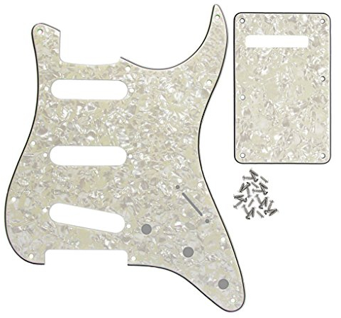 FLEOR Set E-Gitarren-Schlagbrett im SSS-Stil mit Befestigungsschrauben für die Rückplatte für USA/MEX ST -Gitarrenteil, 4-lagige Perle