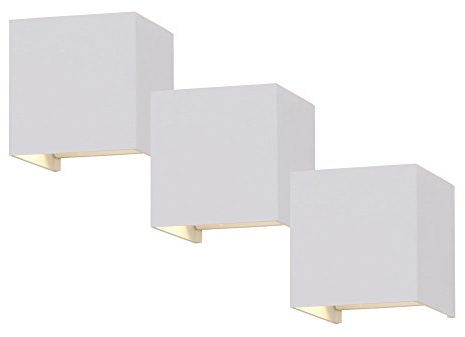etc-shop Wandstrahler weiß Außenleuchte quadratisch Terrassenlampe modern, LED UP&Down Strahler verstellbar, Alu, LED 6W 660lm 4000K, LxBxH 10x10x10cm, 3er Set
