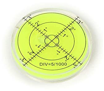 Acrylic Large Spirit Bubble Level 60mm Diameter, Degrees - Acrylic Housing, Surface Level, Bulls Eye Bullseye Vial Round - Perfect for Tripod and More