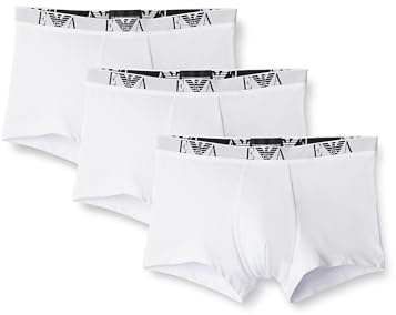 Emporio Armani Herren Men's Basic - Essential Monogram 3-pack Trunk Boxershorts, White/White/White, XL