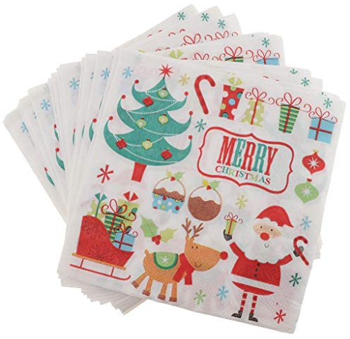 100pcs Christmas Paper Napkin Disposable Party Napkins Party Tableware Tissue for Xmas Table Decor Birthday Wedding Party Favors - Style A