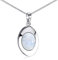 Materia Mondstein Schmuck Stein weiß oval aus 925 Silber mit Hals-Kette in Etui ka-37-k102-50 cm