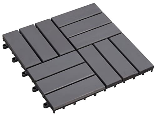 vidaXL 10x Acacia Solide Carreaux de Terrasse Dalle de Terrasse Plancher de Terrasse Carreaux de Jardin Tuile de Terrasse Délavage Gris 30x30 cm