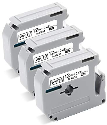 UniPlus 3x Kompatibel Schriftband Ersatz für Brother MK231 M-K231 M-K231BZ Nicht-Laminiertes Etikettenband Schwarz auf Weiß für PT-65 PT-80 PT-75 PT-55 PT-85 PT-90 PT-110, 12mm x 8m