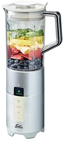 Solis Perfect Blender Pro Slim 8327 - Smoothie Maker aus Edelstahl - Mit Reinigungsfunktion - Mit Einwandige und Doppelwandigem Trinkbecher - 1.25L