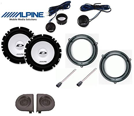 Kit 4 Casse Alpine Compatibili con Fiat Panda dal 2003 al 2012 Con Adattatori Supporti Tweeter Alpine Predisposizione Anteriore