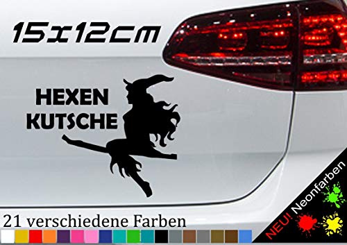 Aufkleber Hexenkutsche Tattoo Car Sticker Witch Broom Spruch funny Drude 15x12cm in 21 Farben