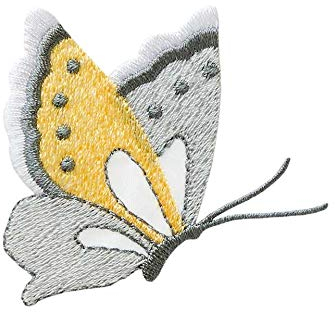 Mono-Quick Bügelbild Aufnäher Patch Applikation zum Aufbügeln Schmetterling Silber Gold 6,0 cm