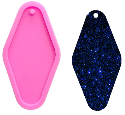Shiny Glossy Diamond Luggage bag Tag Shape Silicone Molds for DIY Craft Keychain Polymer Clay Mold Necklace Epoxy Pendant Jewellery Resin Crafting Making Backpack Cake Decoration Fondant Mould