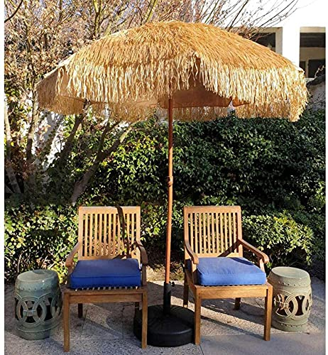 XRDSHY Parasol De Paja para Jardín Inclinación Función Sombrilla De Playa De Estilo Hawaiano con Protección UV Sombrillas De Paja De Terraza,2.1 m