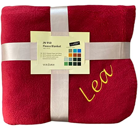 Schnoschi weinrote Fleece Kuscheldecke mit Namen Bestickt 170 x 130 cm Sofadecke Fleecedecke warme Decke