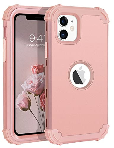 BENTOBEN iPhone 11 Case - Shockproof, Heavy Duty Hard PC & Soft TPU Cover Bumper - Nebula Pattern, Rose Gold