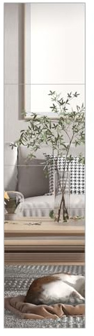 TAIANJI 4PCS Self Adhesive Mirror 30x30cm, Plastic Mirror Decor Flexible Mirror Sheets Self Tiles, 2.5mm Thick, Large High Clear