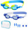 2 gafas de natación de silicona para niños, HD, impermeables, antivaho, anti-UV, ajustable, equipo de natación con 2 tapones antirruido, 2 clips de nariz de natación y 1 bolsa de almacenamiento