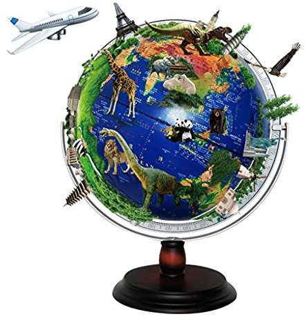 Interaktiver Globus für Kinder, der 11,8 Zoll 720 ° drehbare Lernkugeln der Welt mit Ständer 3D-Relief-Erdkugelkarte lernt (Color : World Globe+AR)