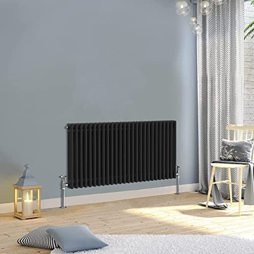 WarmeHaus 600x1192mm Horizontal Traditional Triple Column Black Cast Iron Style Radiator Central Heating