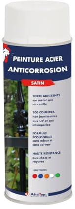 Metaltop - Peinture Acier Antico - Jaune zinc - RAL 1018 - Bombe 400 ml - Protection renforcée contre la rouille pour métal extérieur