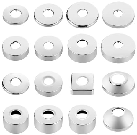 2 unidades de 25 mm (3/4 pulgadas) de diámetro, roseta de acero inoxidable cromado, cubierta para roseta de grifo para duchas, grifos, radiadores, etc. (plata, 60 x 18)