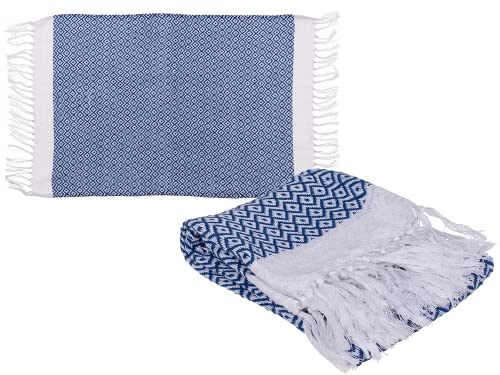 Out of the blue Badetuch Fouta-Hamamtuch ca. 45 x 70 cm Handtuch für Sauna & Strand, Farbe:blau-weiß