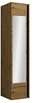 Mirjan24 Kleiderschrank Monati 40 mit Spiegel, Schrank mit 2 Fächer, Drehtürenschrank, Garderobenschrank (Eiche Artisan/Schwarz)