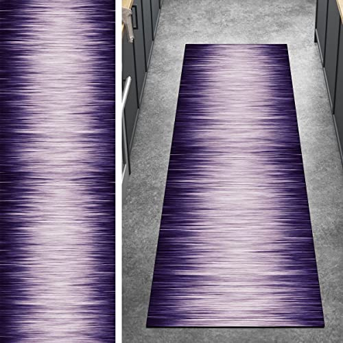Ymural Teppich Läufer Lang Flur Abstrakt rutschfest Kücheläufer 60x90CM Lila Teppichmatten Meterware Teppichläufer Waschbar Kurzflor Polyester Korridor Schlafzimmer, Anpassbar Breite 40-120cm