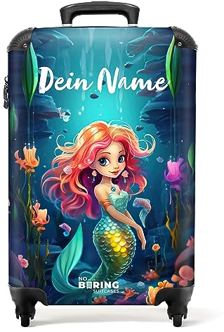NoBoringSuitcases.com® Kinderkoffer Mädchen - Koffer Kinder Mädchen - Meerjungfrau Wasser - Leicht - Kinder Koffer Madchen - Trolley - Kinder Trolley Mädchen - 55x40x20 - Fotokoffer - Personalisiert