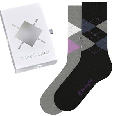 Burlington Damen Socken Basic Gift Box W So Baumwolle gemustert 2 Paar, Mehrfarbig Schwarz Grau 0500, 36-41